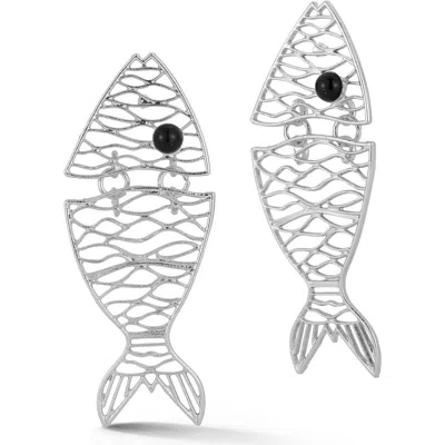 Sphera Milano Fish Drop Earrings In Silver