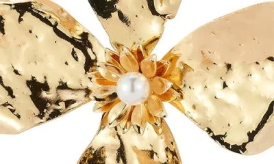Sphera Milano Faux Pearl Flower Drop Earrings In Gold