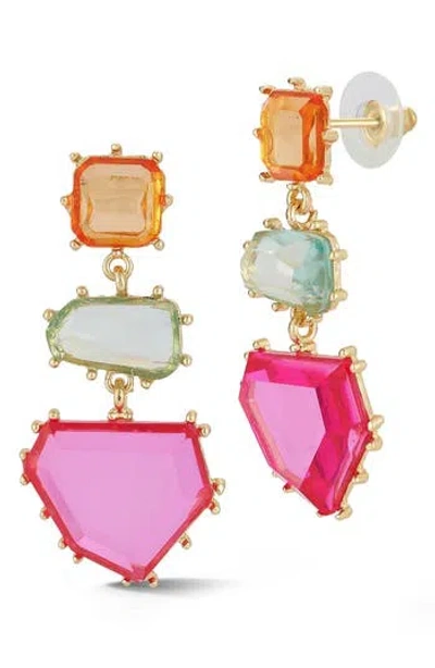 Sphera Milano Plated Geometric Earrings In Gold/orange