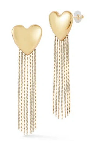Sphera Milano Heart Chain Fringe Drop Earrings In Gold