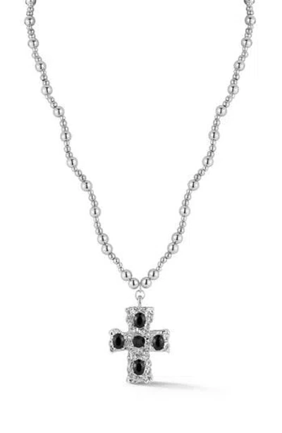 Sphera Milano Plated Cross Necklace In Silver