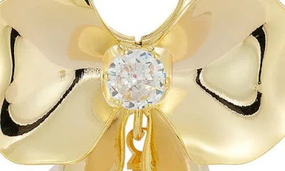Sphera Milano Faux Pearl Bow Drop Earrings In Gold