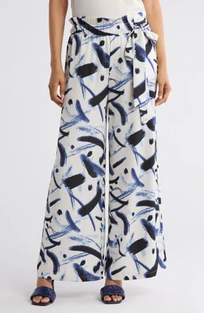 Patrizia Luca Printed Wide Leg Pants In Navy