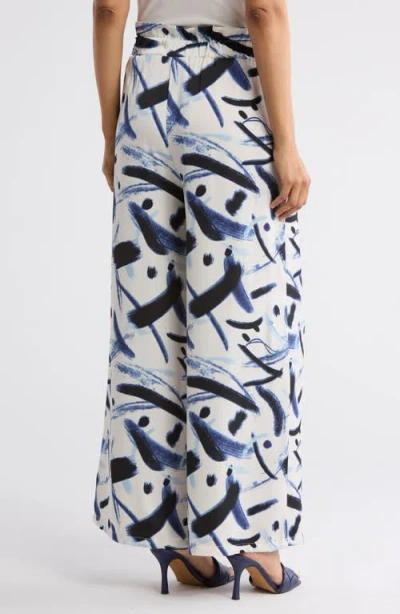 Patrizia Luca Printed Wide Leg Pants In Navy