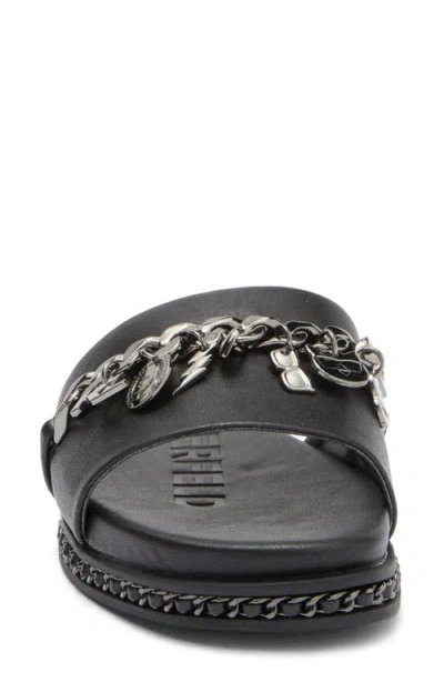 Karl Lagerfeld Paris Basia Charm Chain Slide Sandal In Black/gunmetal