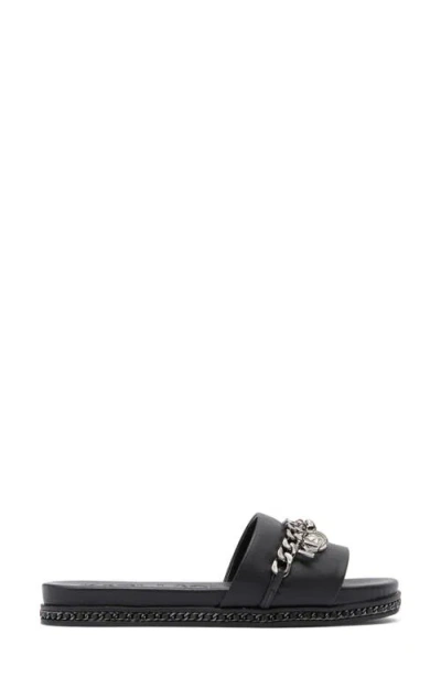 Karl Lagerfeld Paris Basia Charm Chain Slide Sandal In Black/gunmetal
