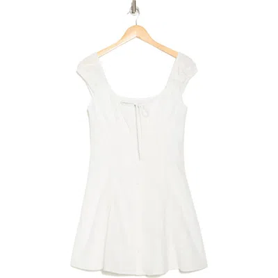 WAYF WAYF COTTON EYELET TIE FRONT RUCHED MINIDRESS 
