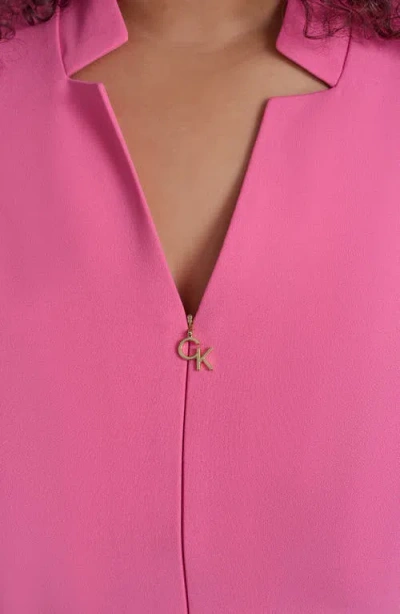 Calvin Klein Logo Zip Scuba Crepe Dress In Azalea