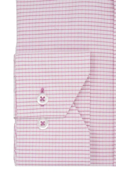 Lorenzo Uomo Trim Fit Micro Grid Cotton Oxford Dress Shirt In Pink