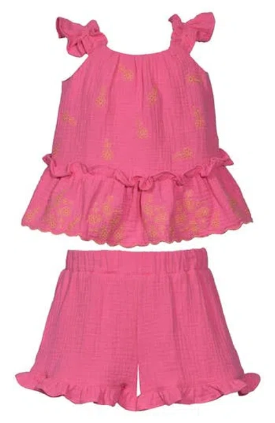 Iris & Ivy Kids' Cotton Gauze Tank & Shorts Set In Pink