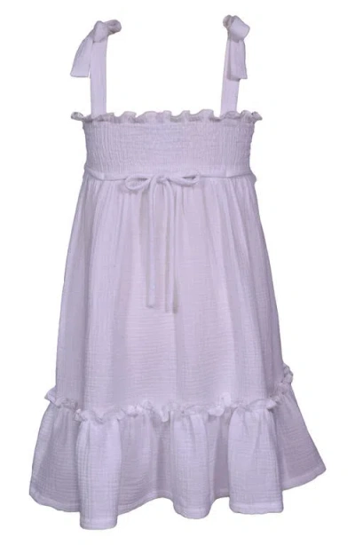 Iris & Ivy Kids' Open Knit Square Cotton Dress In White