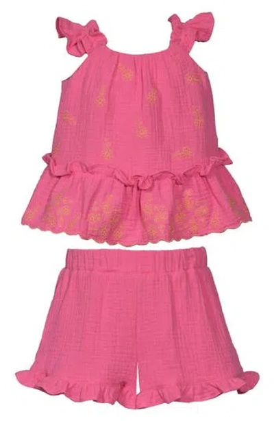 Iris & Ivy Kids' Cotton Gauze Tank & Shorts Set In Pnk