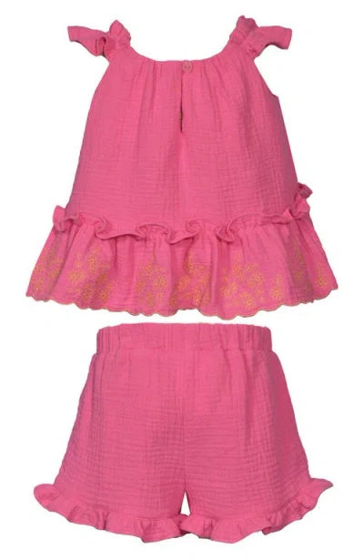 Iris & Ivy Kids' Cotton Gauze Tank & Shorts Set In Pnk