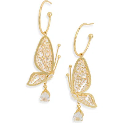 Eye Candy Los Angeles Simone Butterfly Drop Earrings In Gold