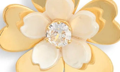 Eye Candy Los Angeles Nicole Flower Faux Pearl Drop Earrings In Gold