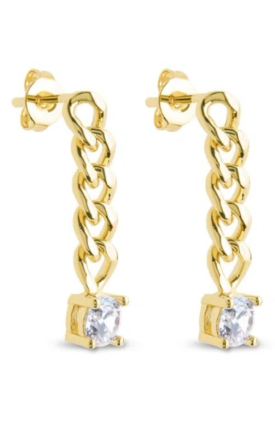 Sterling Forever Phoebe Cubic Zirconia Chain Link Drop Earrings In Gold