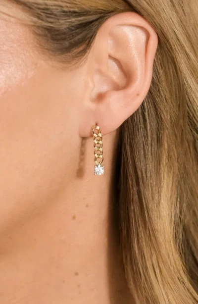 Sterling Forever Phoebe Cubic Zirconia Chain Link Drop Earrings In Gold