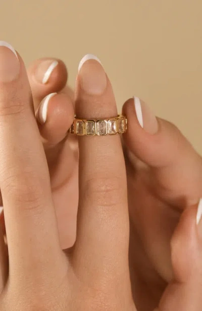 Sterling Forever Jackie Bezel Cubic Zirconia Band Ring In Gold