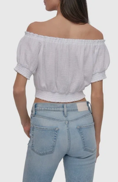 Dkny Jeans Off The Shoulder Crop Top In White