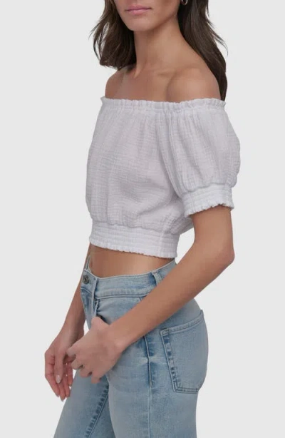 Dkny Jeans Off The Shoulder Crop Top In White