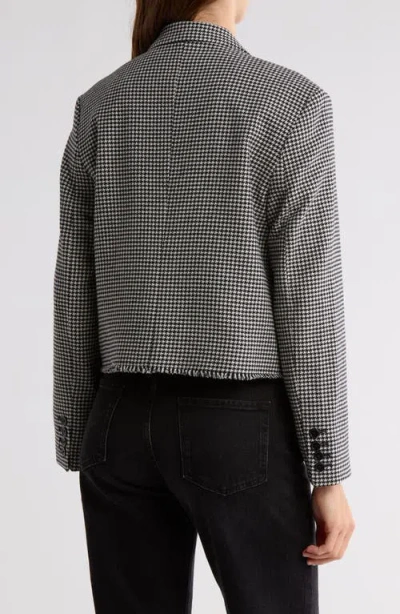 Re/done Houndstooth Cutoff Boyfriend Blazer In Black/white