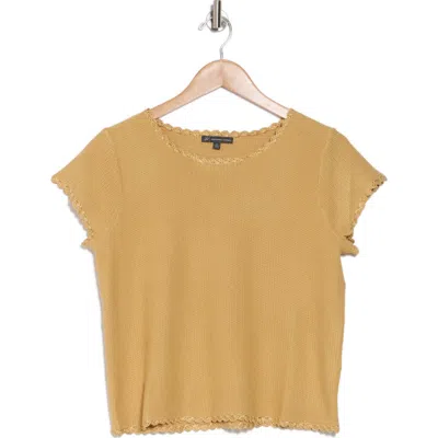 Adrianna Papell Boat Neck Cap Sleeve Seed Stitch Sweater In Golden Maize