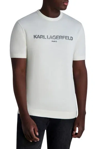 Karl Lagerfeld Paris Logo Short Sleeve Sweater In White