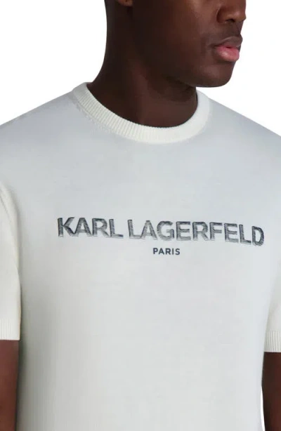 Karl Lagerfeld Paris Logo Short Sleeve Sweater In White