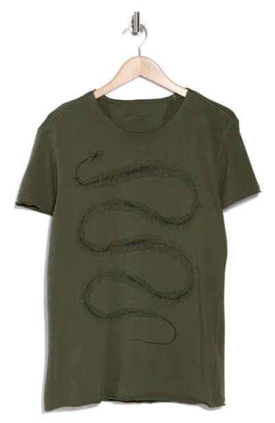 John Varvatos Snake Skeleton Organic Cotton Graphic T-shirt In Tarp Green