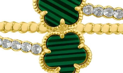 Cz By Kenneth Jay Lane Cubic Zirconia & Semiprecious Stone Bypass Bracelet In Green/clear Gold
