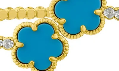 Cz By Kenneth Jay Lane Cubic Zirconia & Semiprecious Stone Bypass Bracelet In Turquoise/clear Gold