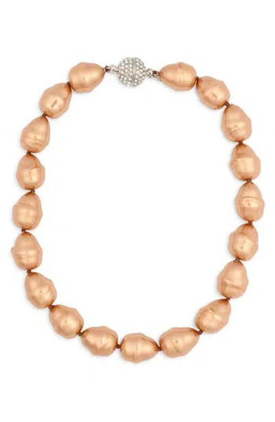 Kenneth Jay Lane Baroque Faux Pearl & Pavé Ball Necklace In Gold Pearl