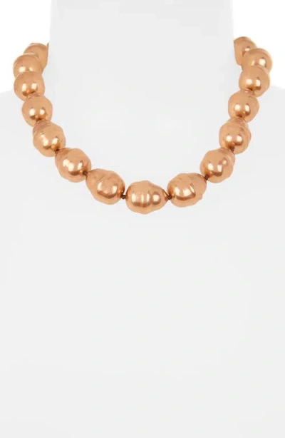 Kenneth Jay Lane Baroque Faux Pearl & Pavé Ball Necklace In Gold Pearl
