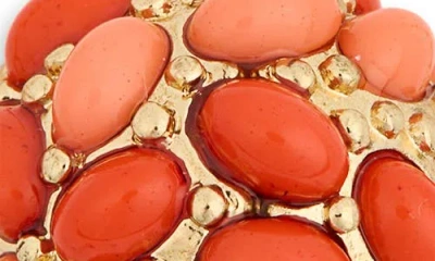 Kenneth Jay Lane Coral Cluster Pendant Necklace In Two Tone Coral