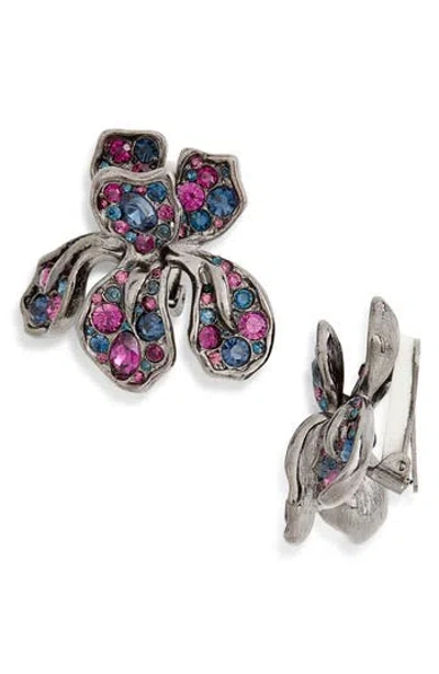 Kenneth Jay Lane Iris Clip-on Earrings In Sapphire