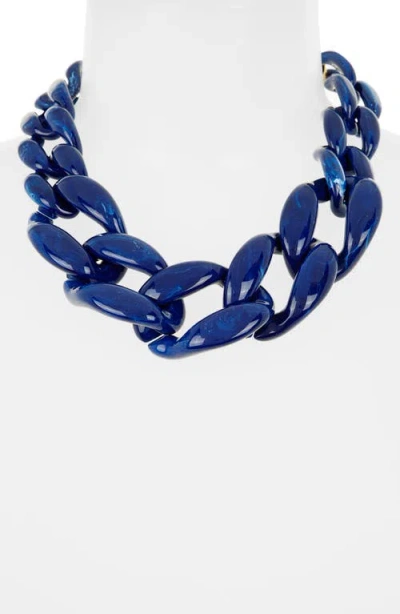Kenneth Jay Lane Gradient Lapis Link Necklace In Lapis