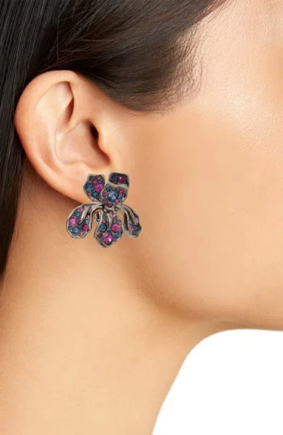 Kenneth Jay Lane Iris Clip-on Earrings In Sapphire