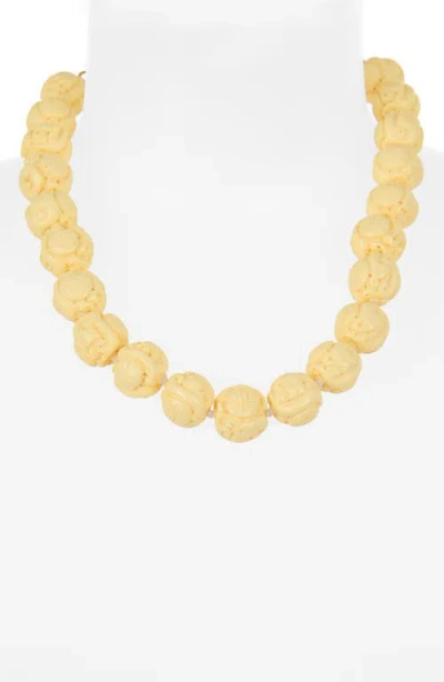 Kenneth Jay Lane Carved Resin Beaded Necklace In Ivory