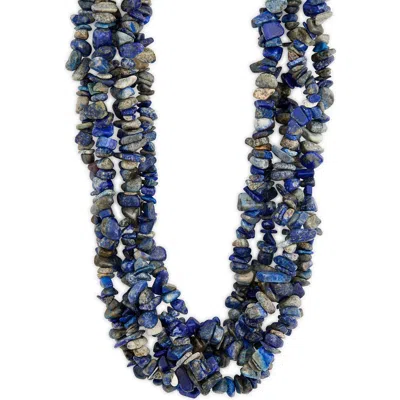 Kenneth Jay Lane Lapis Chips Necklace In Lapis