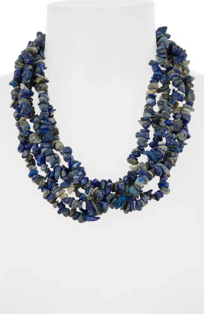 Kenneth Jay Lane Lapis Chips Necklace In Lapis
