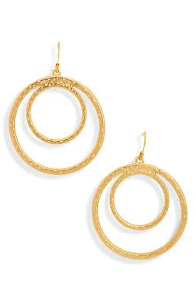 Kenneth Jay Lane Double Circle Orbital Drop Earrings In Gold