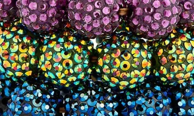 Kenneth Jay Lane Set Of 3 Pavé Rhinestone Beaded Stretch Bracelets In Dark Gem
