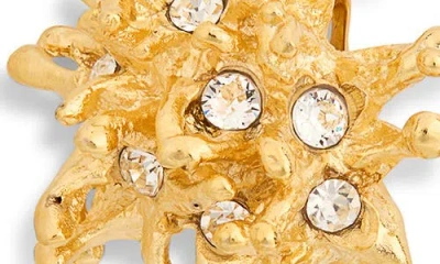Kenneth Jay Lane Coral Reef Clip-on Earrings In Polished Gold/crystal