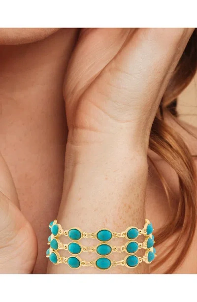 Jardin Cabachon Synthetic Turquoise Bracelet In Turquoise/gold