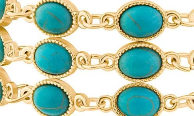 Jardin Cabachon Synthetic Turquoise Bracelet In Turquoise/gold