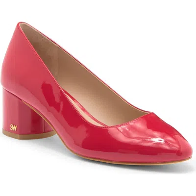 Stuart Weitzman Bridget Block Pump In Lipstick Red