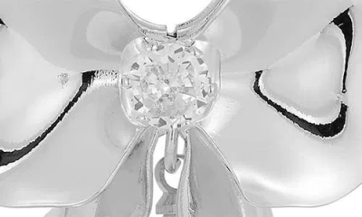 Sphera Milano Faux Pearl Bow Drop Earrings In Silver