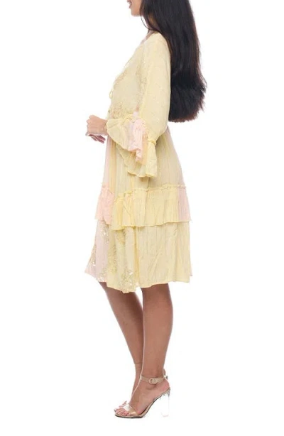 Ranee's Ranees Bell Sleeve Minidress In Yellow