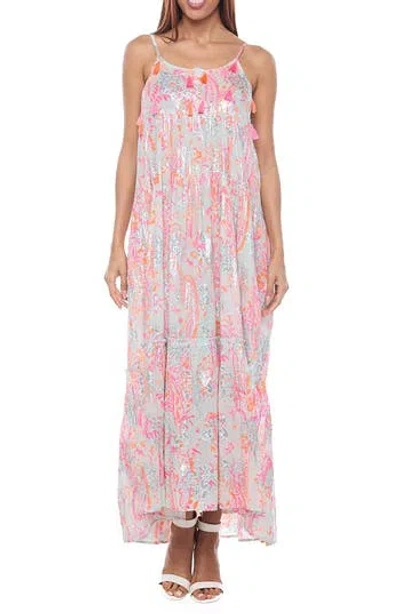 Ranee's Ranees Tassel Foiled Maxi Sundress In Pink