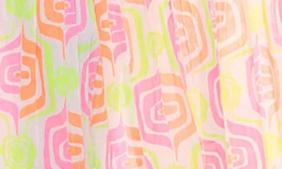 Ranee's Ranees Tie Neck Fringe Trim Cotton Maxi Sundress In Neon